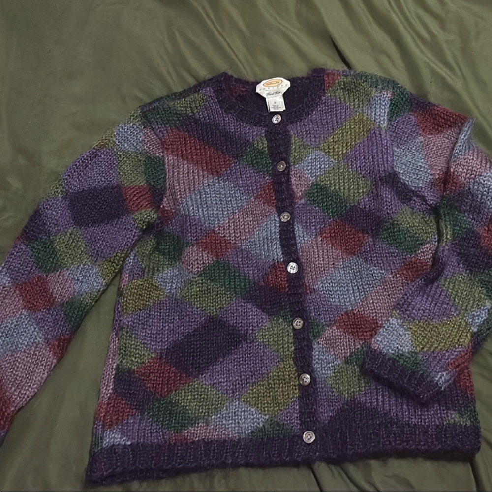 Vintage hand knit Talbots Argyle Knit Cardigan